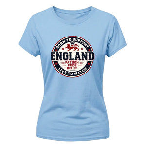 England Born To Support Football Shirt Ladies T-Shirt Top Womens Fit Lion Crest World Cup 2026 UK