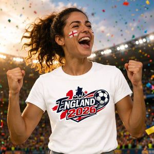 England Football Shirt 2026 Ladies T-Shirt Top Soccer Fan World Cup UK