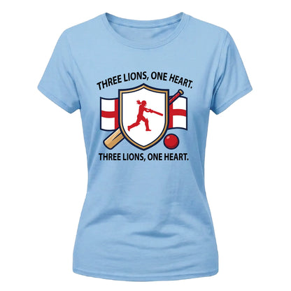 England Three Lions Women's Cricket Printed Ladies Fit T-Shirt - England Cricket World Cup 2026