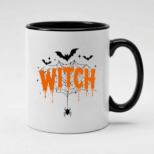 Spooky dripping text spider web graphic art Halloween Mug