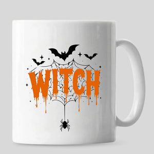 Spooky dripping text spider web graphic art Halloween Mug