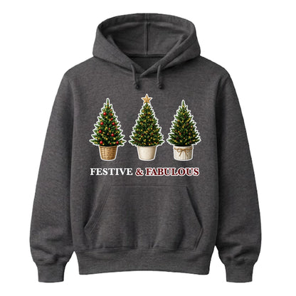 Festive And Fabulous Potted Trees Christmas Unisex Hoodie