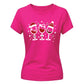 Festive Christmas Wine Glasses Graphic Ladies T-Shirt