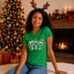 Festive Christmas Wine Glasses Graphic Ladies T-Shirt
