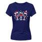 Festive Christmas Wine Glasses Graphic Ladies T-Shirt