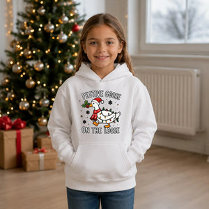 Festive Goose On The Loose Christmas Kids Hoodie