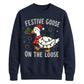Festive Goose On The Loose Christmas Unisex Sweatshirt
