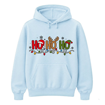 Festive Ho Ho Ho Fairy Lights Graphic Unisex Hoodie