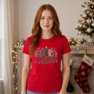 Festive Merry Christmas Patterned Graphic Unisex T-Shirt