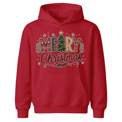 Festive Merry Christmas Tree Graphic Kids Hoodie