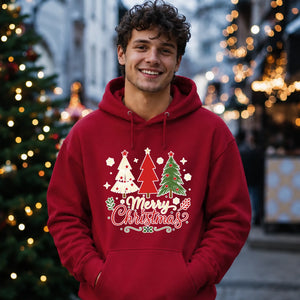 Festive Merry Christmas Trees Graphic Unisex Hoodie