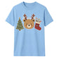 Festive Teddy Bear And Stocking Graphic Christmas Unisex T-Shirt