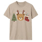 Festive Teddy Bear And Stocking Graphic Christmas Unisex T-Shirt