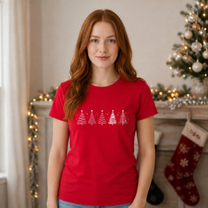 Festive Tree Line Graphic Christmas Unisex T-Shirt