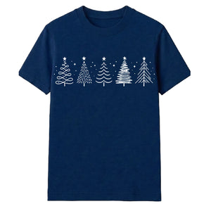 Festive Tree Line Graphic Christmas Unisex T-Shirt