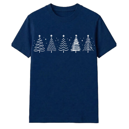 Festive Tree Line Graphic Christmas Unisex T-Shirt