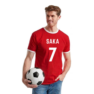 Personalised Football Player Name & Number Ringer Unisex T-Shirt
