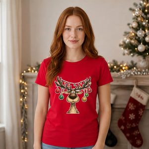 Funny Christmas Reindeer Graphic Unisex T-Shirt