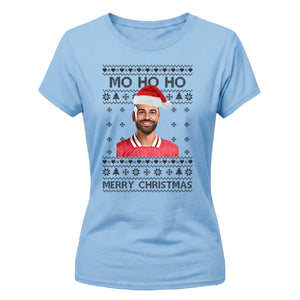 Funny Football Mo Ho Ho Festive Christmas Ladies Fit-TShirt