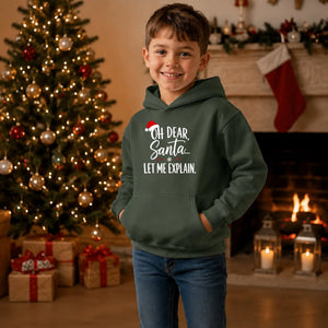 Funny Oh Dear Santa Let Me Explain Christmas Kids Hoodie