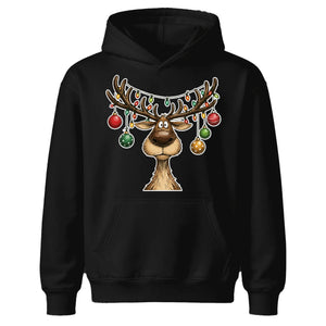 Funny Reindeer Baubles Fairy Lights Christmas Kids Hoodie