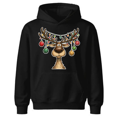 Funny Reindeer Baubles Fairy Lights Christmas Kids Hoodie