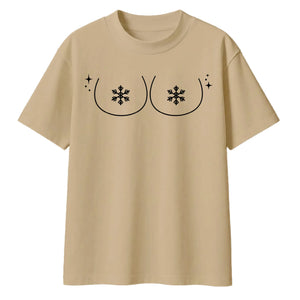 Funny Snowflake Chest Print Christmas Oversized T-Shirt