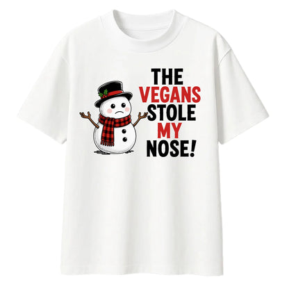 Funny Snowman The Vegans Stole Nose Christmas Oversized T-Shirt