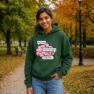 Geeky Tech Brain Computer Slogan Graphic Unisex Hoodie