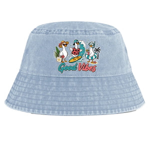 Good Vibes Ducks Bucket Beach Summer Kids Hat