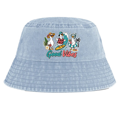 Good Vibes Ducks Bucket Beach Summer Kids Hat