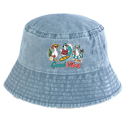 Good Vibes Ducks Vintage Beach Summer Adult Hat