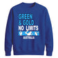 Green and Gold No Limits Women Cricket Sweatshirt - T20 Womens World Cup Sweatshirt Australia