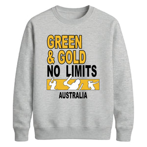 Green and Gold No Limits Women Cricket Sweatshirt - T20 Womens World Cup Sweatshirt Australia