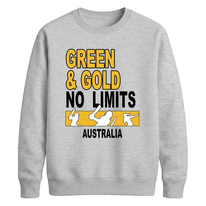 Green and Gold No Limits Women Cricket Sweatshirt - T20 Womens World Cup Sweatshirt Australia