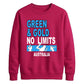 Green and Gold No Limits Women Cricket Sweatshirt - T20 Womens World Cup Sweatshirt Australia