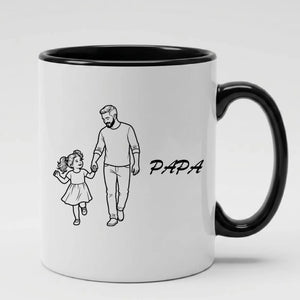 Hand-Drawn Papa and Daughter Father's Day Printed Mug