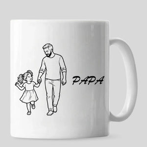 Hand-Drawn Papa and Daughter Father's Day Printed Mug