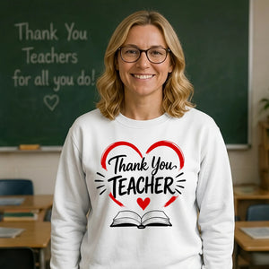 Heart Book Thank You Teacher Unisex Sweatshirt