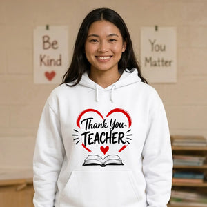 Heart Book Thank You Teacher Unisex Hoodie