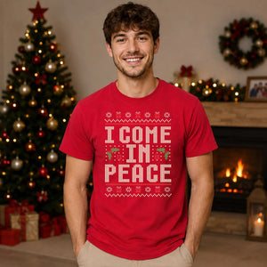 I Come In Peace Festive Graphic Christmas Unisex T-Shirt