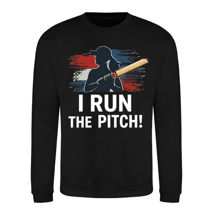 I Run The Pitch Women Cricket Printed Unisex Sweatshirt - T20 Womens World Cup