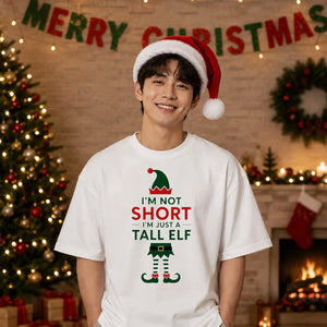I'm Not Short I'm Just A Tall Elf Christmas Oversized T-Shirt