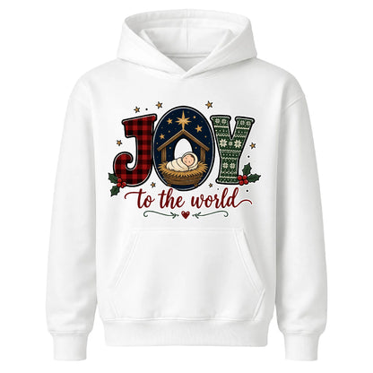 Joy To The World Nativity Christmas Kids Hoodie