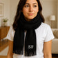 Personalised Embroidered Name Initial Scarf – Custom Woven Oversized Scarf, Perfect Christmas Gift