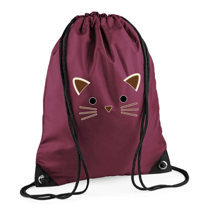 Kids String Bag Black Cat Face Design