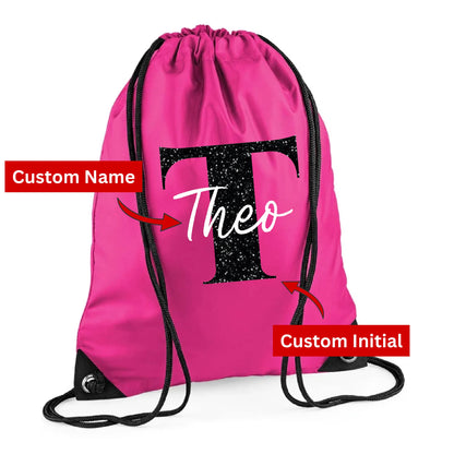 Kids String Bag with Custom Initial & Name