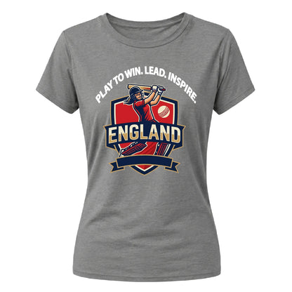 Lead Inspire Women's Cricket Printed Ladies Fit T-Shirt - England Cricket World Cup 2026