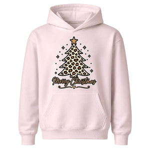 Leopard Print Christmas Tree Graphic Kids Hoodie