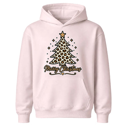 Leopard Print Christmas Tree Graphic Kids Hoodie